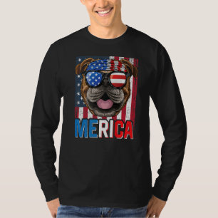 T-shirt Merica English Chien de taureau 4 juillet American