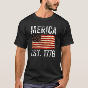 T-shirt MERICA Est 1776 Quart Du Juillet America USA Liber