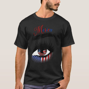 T-shirt Merica Femmes Américaine Drapeau Jour de l'Indépen