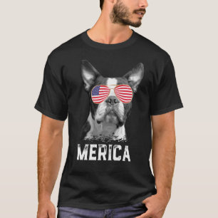 T-shirt Merica Funny Boston Terrier Chiot Amoureux des chi