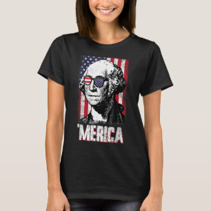 T-shirt Merica George Washington 4 juillet Drapeau américa