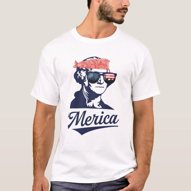T-shirt Merica George Washington Drôle Patriotique (Devant)