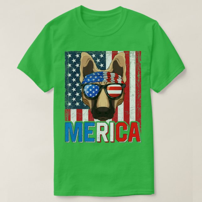 T-shirt Merica German Shepher Dog 4 juillet cadeaux Amériq (Design devant)