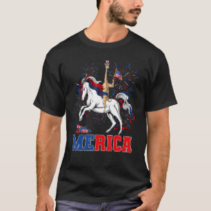 T-shirt Merica Giraffe Unicorn Drapeau Américain Joyeux 4è
