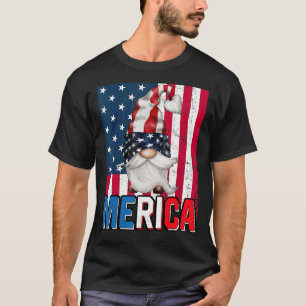 T-shirt Merica Gnome 4 juillet drapeau patriotique américa