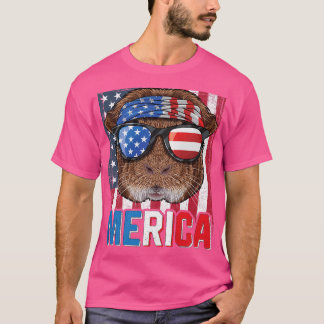 T-shirt Merica Guinée Cochon 4 juillet Dons Drapeau améric