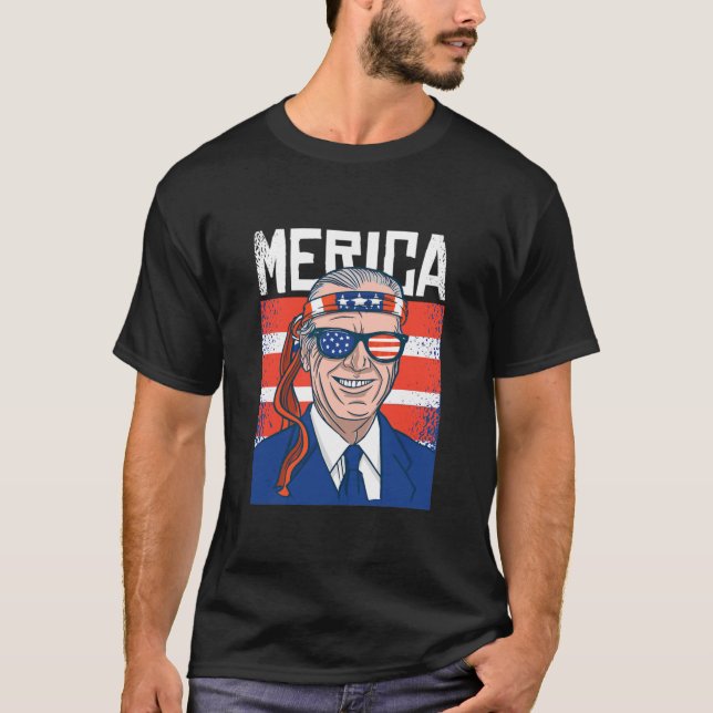 T-shirt Merica Joe Biden 4 juillet patriotique américain (Devant)
