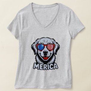 T-shirt Merica lunettes de chien patiotique USA American F