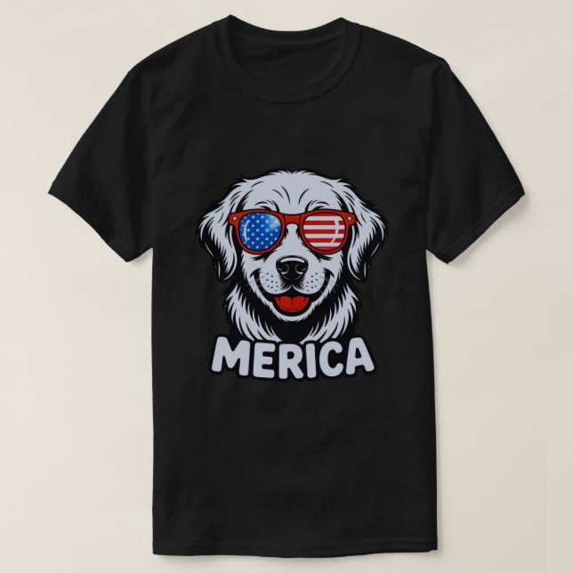 T-shirt Merica lunettes de chien patiotique USA American F (Design devant)