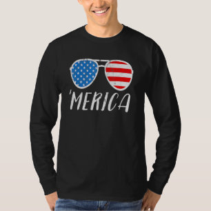 T-shirt Merica Lunettes de soleil 4 juillet American Flag 