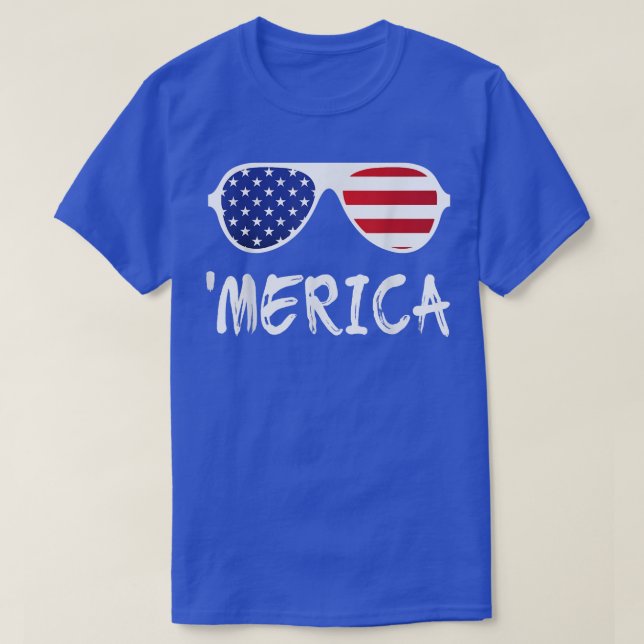T-shirt Merica Lunettes de soleil Patriotique 4 juillet (Design devant)