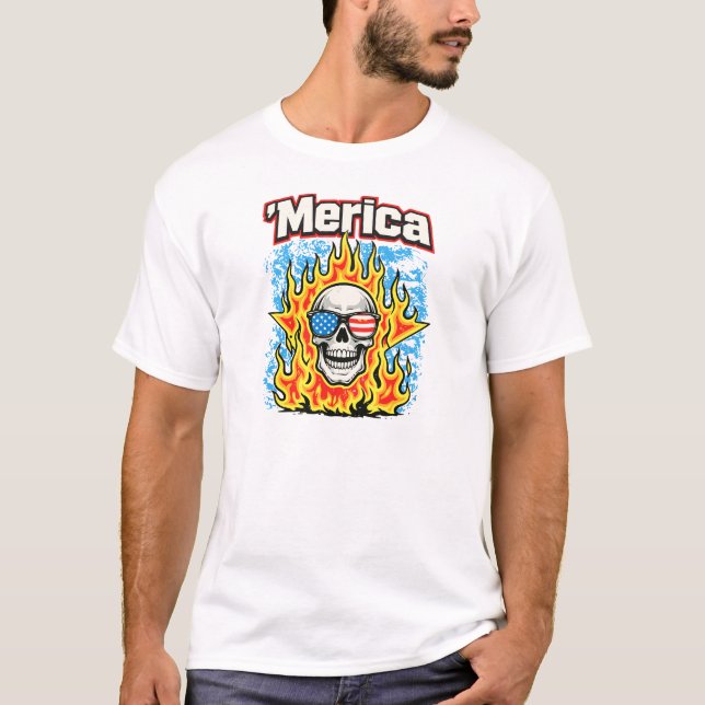 T-shirt Merica | Metal Style 4th of July  (Devant)