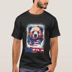 T-shirt Merica Nounours Patriotique Rouge Bleu Bleu Usa Fl