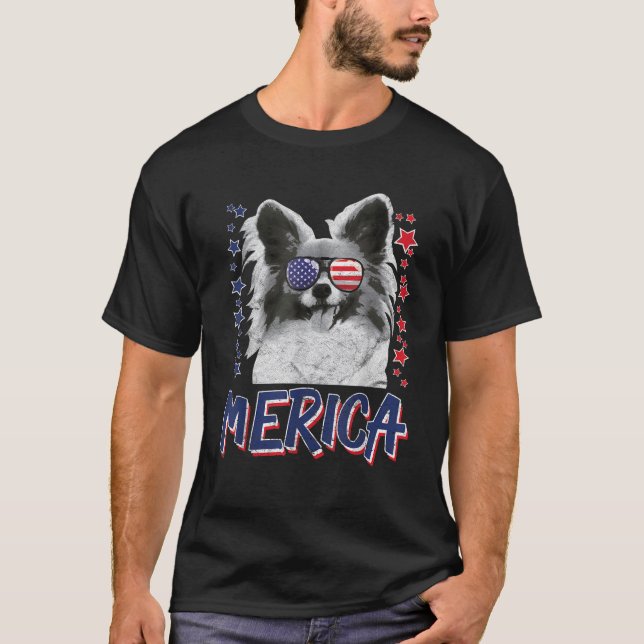 T-shirt Merica Papillon Chien 4 juillet USA Cadeau (Devant)