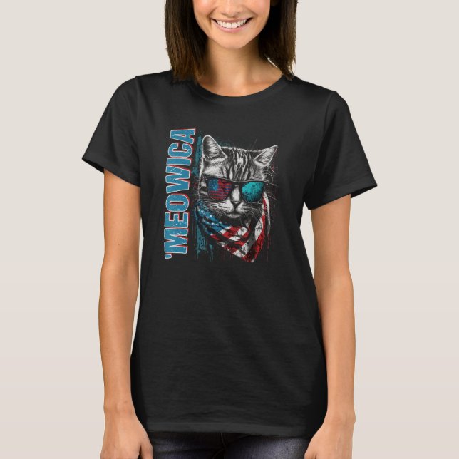 T-shirt Merica Patriotique Américaine Shorthair Meowica 4e (Devant)