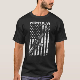 T-shirt MERICA Pro Gun AR15 États-Unis Drapeau 2e amendeme