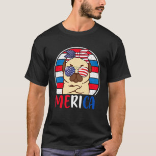 T-shirt Mérica Pug Patriotique 4 Juillet Drapeau Américain