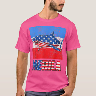 T-shirt Merica Shark 4 juillet drôle Patriotique américain