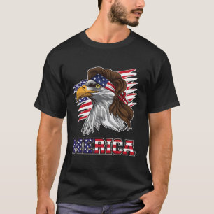 T-shirt Merica Shirt American Byld Eagle Mullet Étoiles Et