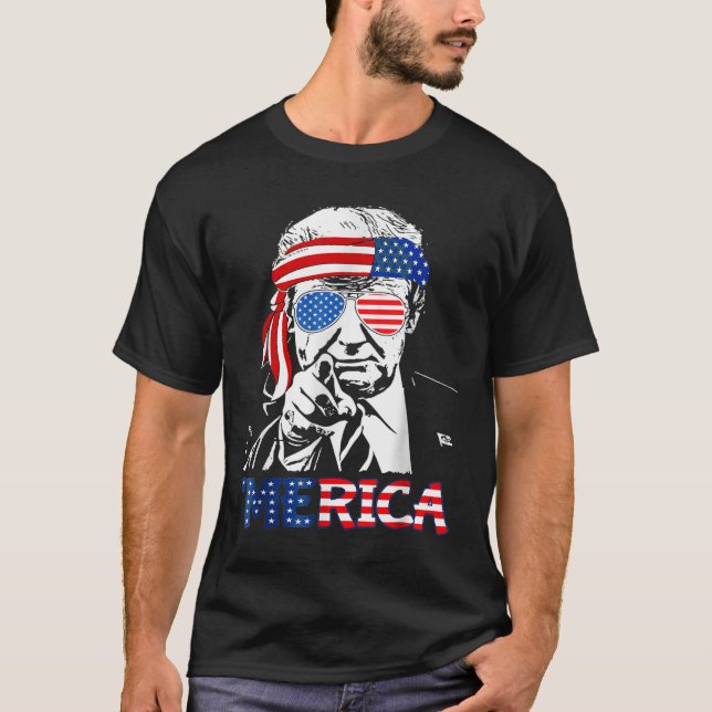 T-shirt Merica Shirt heureux 4 juillet Merica Trump (Devant)