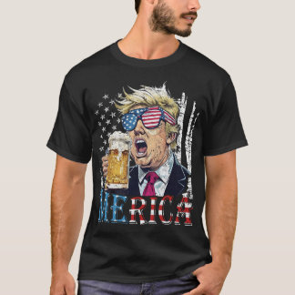 T-shirt Merica Trump 4 juillet drôle de bière hommes W