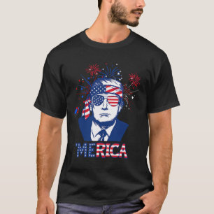T-shirt Merica Trump 4 juillet heureux Trump Drapeau améri