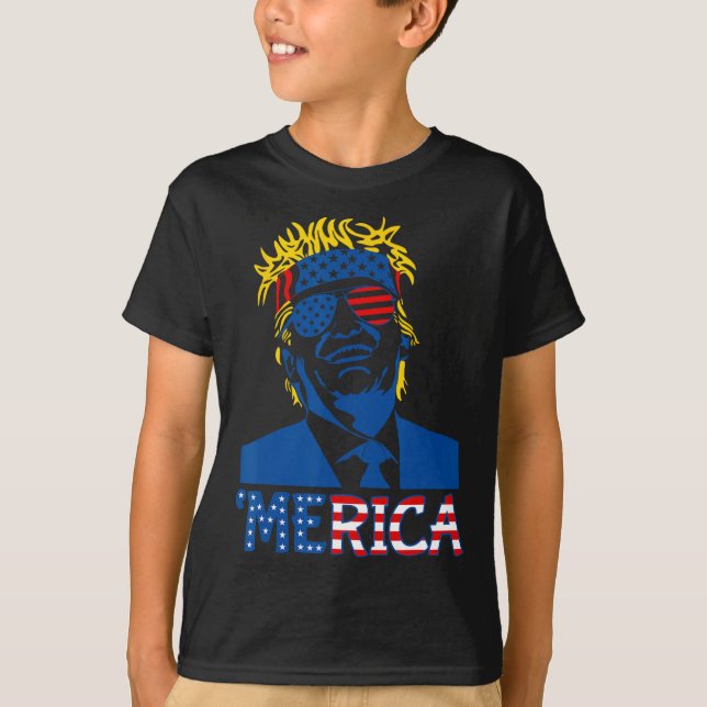 T-shirt Merica Trump 4 juillet heureux Trump Drapeau améri (Devant)