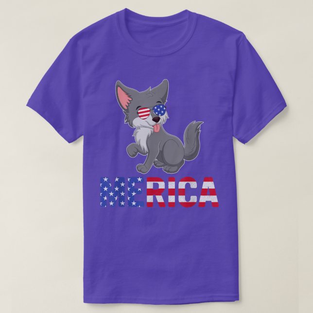 T-shirt Merica USA Drapeau Alaskien Malamute Canon Lunette (Design devant)