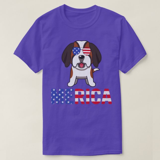T-shirt Merica USA Drapeau Bernard Dog Lunettes de soleil  (Design devant)
