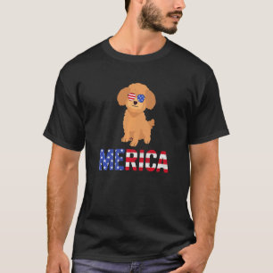 T-shirt Merica Usa Drapeau caniche Lunettes de soleil chie
