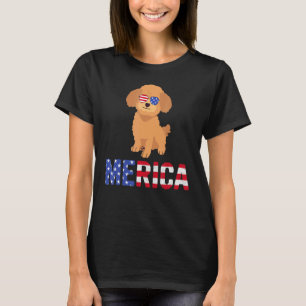 T-shirt Merica Usa Drapeau caniche Lunettes de soleil chie