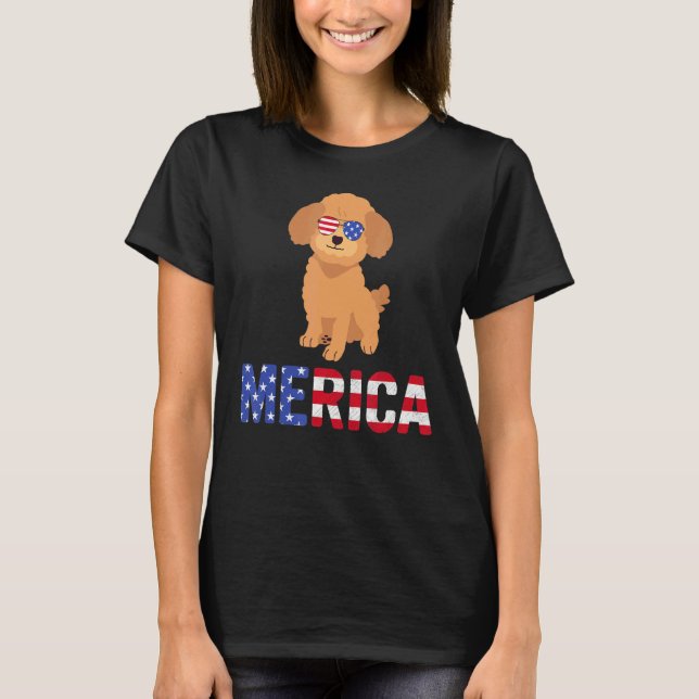 T-shirt Merica Usa Drapeau caniche Lunettes de soleil chie (Devant)