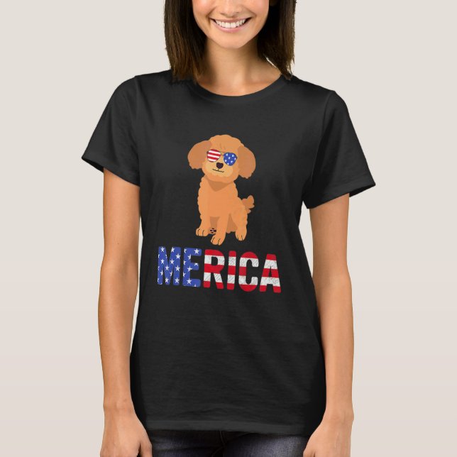 T-shirt Merica Usa Drapeau caniche Lunettes de soleil chie (Devant)