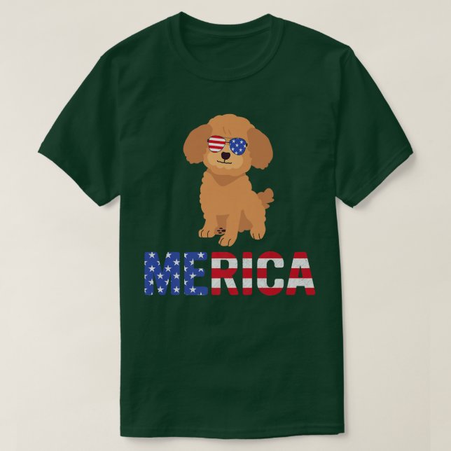 T-shirt Merica USA Drapeau caniche lunettes de soleil chie (Design devant)