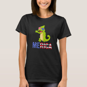 T-shirt Merica Usa Drapeau Chameleon Lunettes de soleil Pa