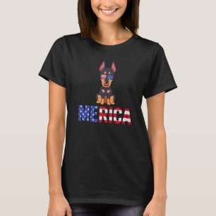 T-shirt Merica Usa Drapeau Dobermann Chien Sunglass Patrio
