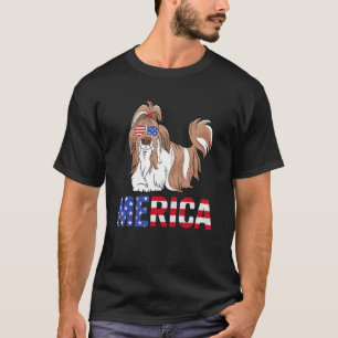 T-shirt Merica Usa Drapeau Shih Tzu Chien Lunettes de sole