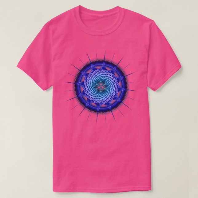 T-shirt Merkaba Spiral Mandala Blue Fractal (Design devant)