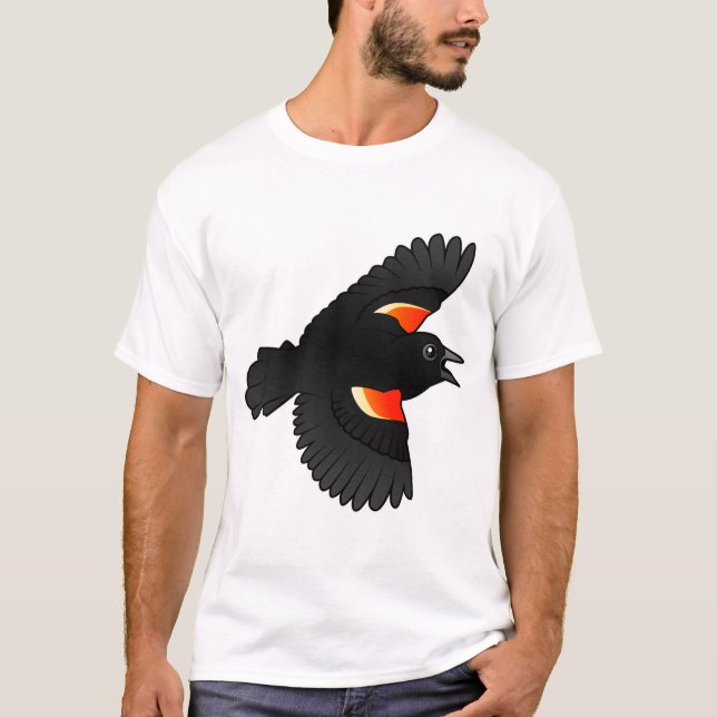 T-shirt Merle à ailes rouges volant (Devant)