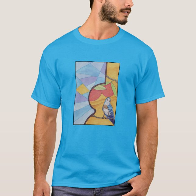T-shirt Merle bleu et bluesong oranges (Devant)
