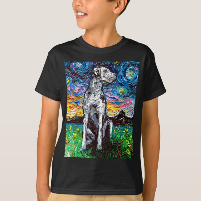 T-shirt Merle Great Dane Starry Night Impressionniste Chie (Devant)