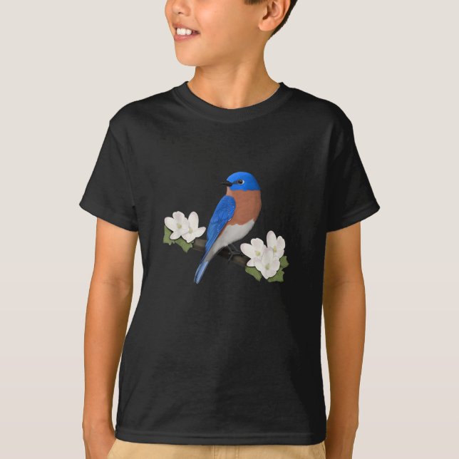 T-shirt Merlebleu de l'Est Oiseau Amateurd'oiseaux Ornitho (Devant)
