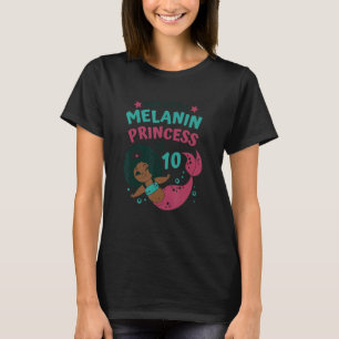 T-shirt Mermaid 10ème Anniversaire Black Melanin Princesse