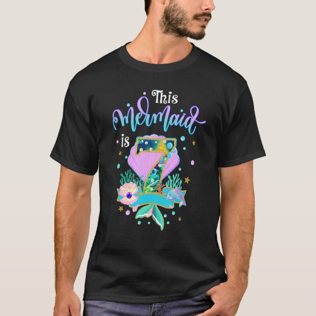 T-shirt Mermaid 7e Anniversaire Tenue Pour Filles 7 Ans (Devant)