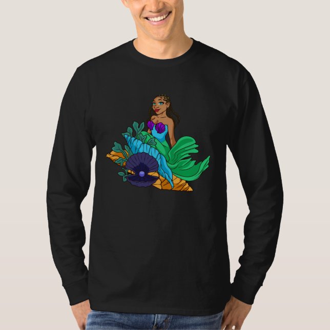 T-shirt Mermaid African American With Braids Cute Gift For (Devant)