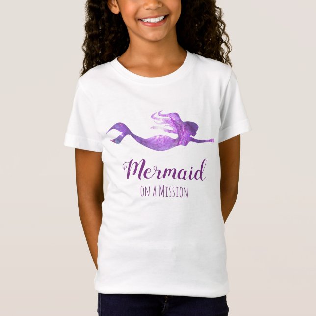 T-Shirt Mermaid au super-héros violet branché en mission (Devant)