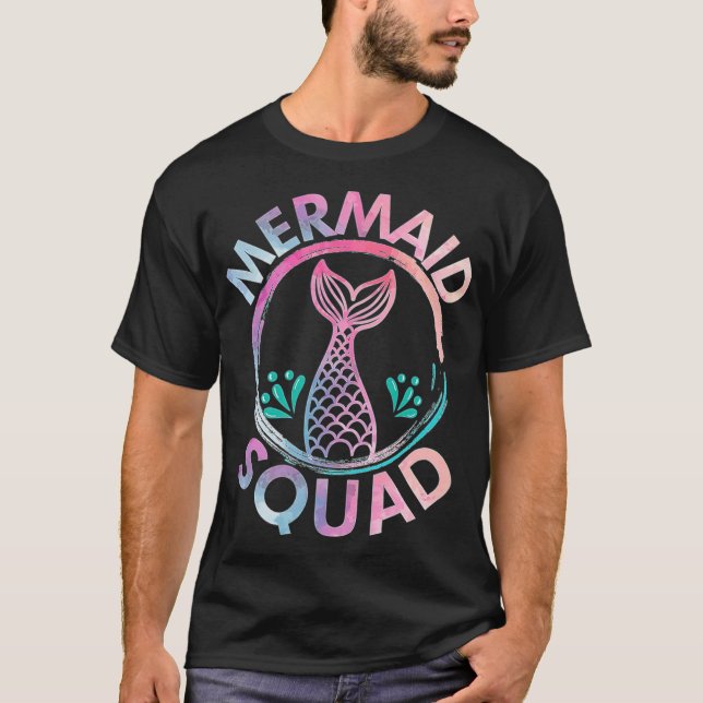 T-shirt Mermaid Birthday Squad Party (Devant)