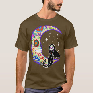 T-shirt Mermaid Dia de Los Muertos Skeleton 