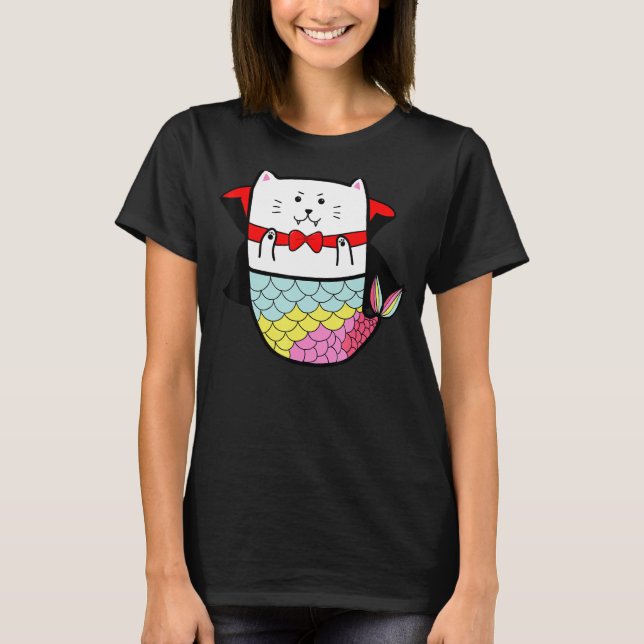 T-shirt Mermaid Halloween Vampire Dracula (Devant)