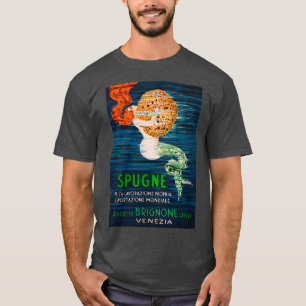 T-shirt Mermaid Holding a Sponge Italian Advertisement Vin